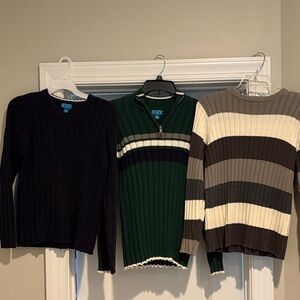 The Children's Place V-Neck Sweater Set - Navy, Green & Gray, Cream & Navy
